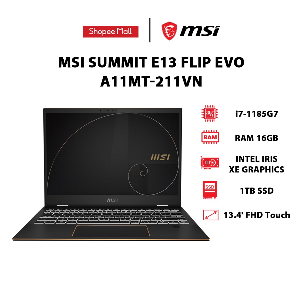 [ELGAME20 giảm 10%]Laptop MSI Summit E13 Flip Evo A11MT-211VN (i7-1185G7 | 16GB | 1TB | 13.4' FHD Touch | Win 10)