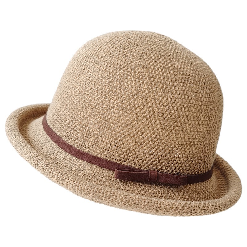 Mũ Tròn Vành Tròn Nhỏ Vải Flannel Phối Nơ Phong Cách Nhật Hàn Thời Trang Mùa Hè Dễ Phối Đồ Dành Cho Bạn Nữ