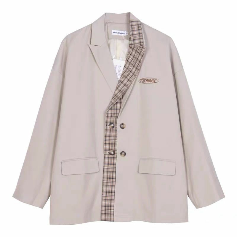 Áo Blazer Dáng Dài Kẻ Caro Lệch Nam Nữ
