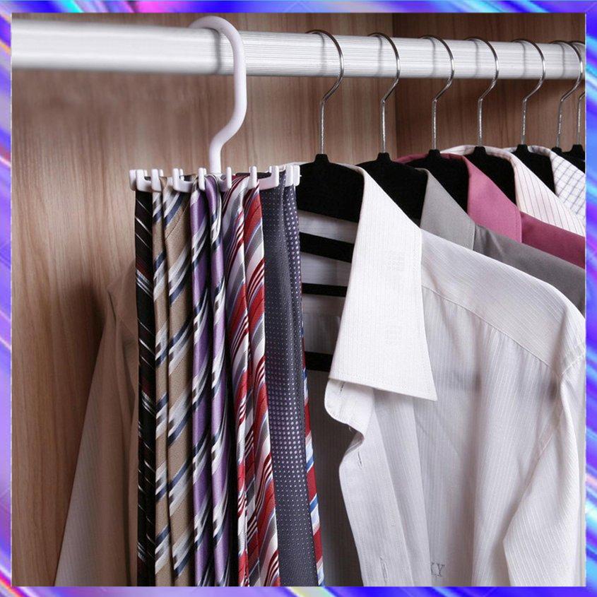 Rotating Tie Rack Adjustable Tie Hanger Holds 20 Neck Ties Organizer Men
