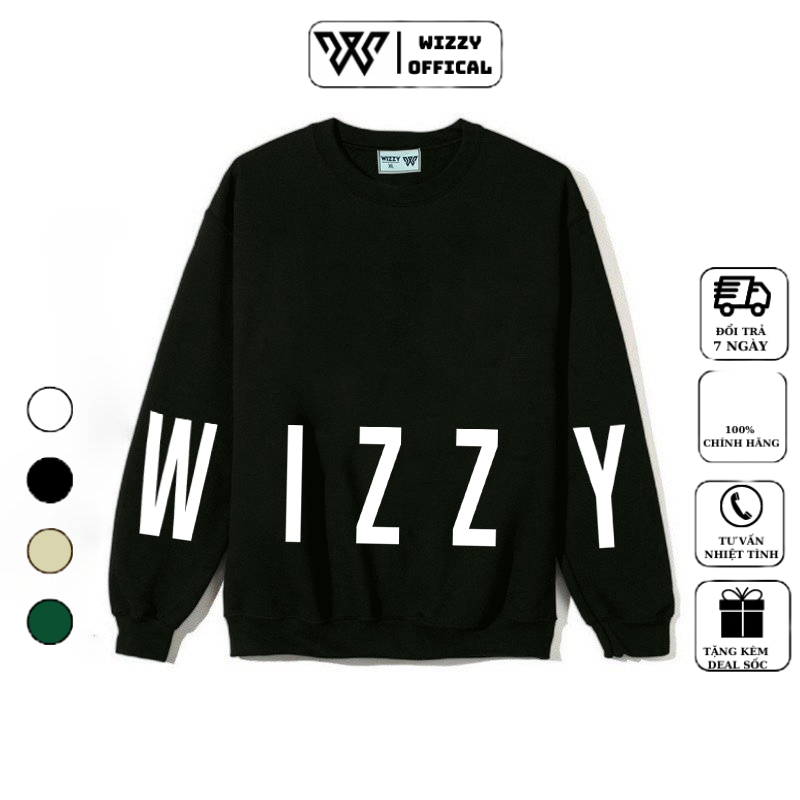Áo nỉ sweater nam unisex, áo thu đông nam chất mịn dài tay cổ tròn  WIZZY OFFICIAL mã 02