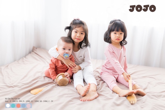 JOJO - Bộ cài vai dài tay Jojo cho bé trai/bé gái từ 3 tháng đến 3 tuổi