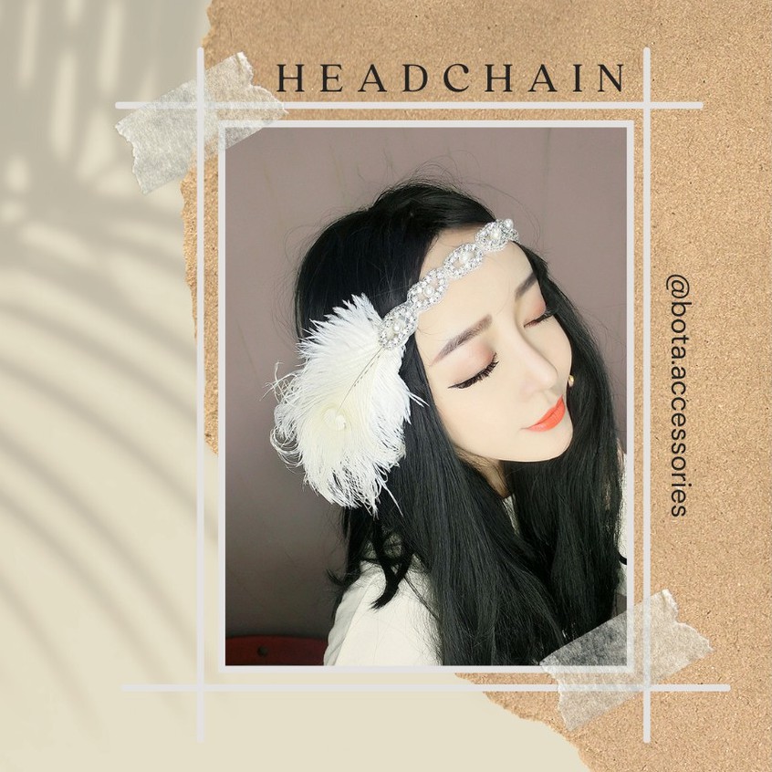 Vòng đội đầu lông vũ phong cách cổ điển cho cô dâu (Headchain) [CÓ SẴN - HÀNG CHẤT LƯỢNG]