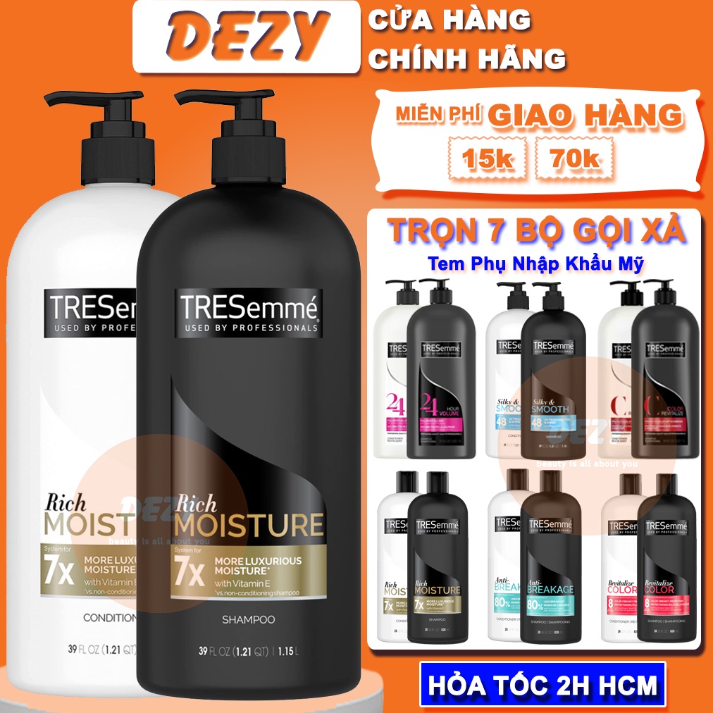 Cặp Dầu Gội Xả Combo Tresemme Mỹ Shampoo Tresemmé Dầu Gội Dưỡng Tóc Ẩm Treseme Chăm Sóc Cho Tóc Nhuộm Ngăn Rụn tóc Dezy