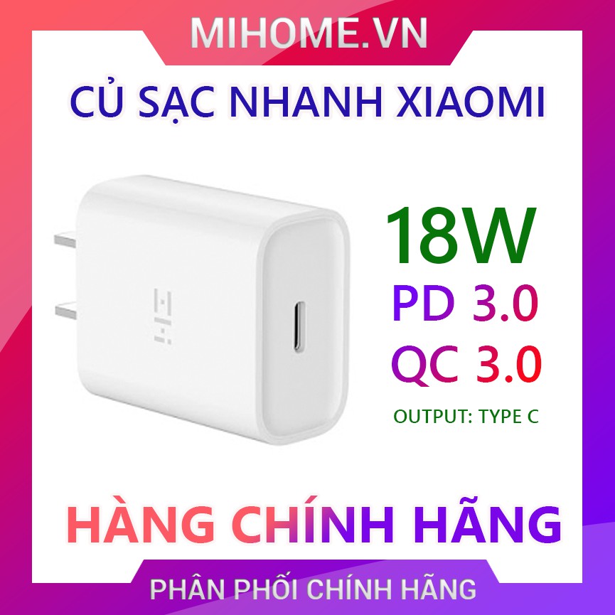 Củ sạc nhanh Xiaomi chính hãng Quickcharge 3.0 4.0 18W 27W 30W 33W 1A1C - Cáp type C chính hãng