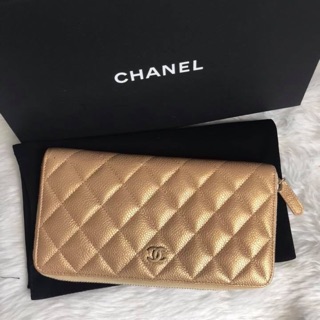 Ví cầm tay da cavias màu Gold