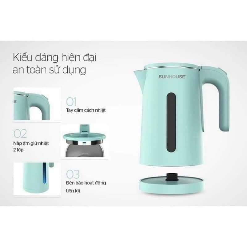 Ấm siêu tốc Sunhouse 2 lớp cách nhiệt