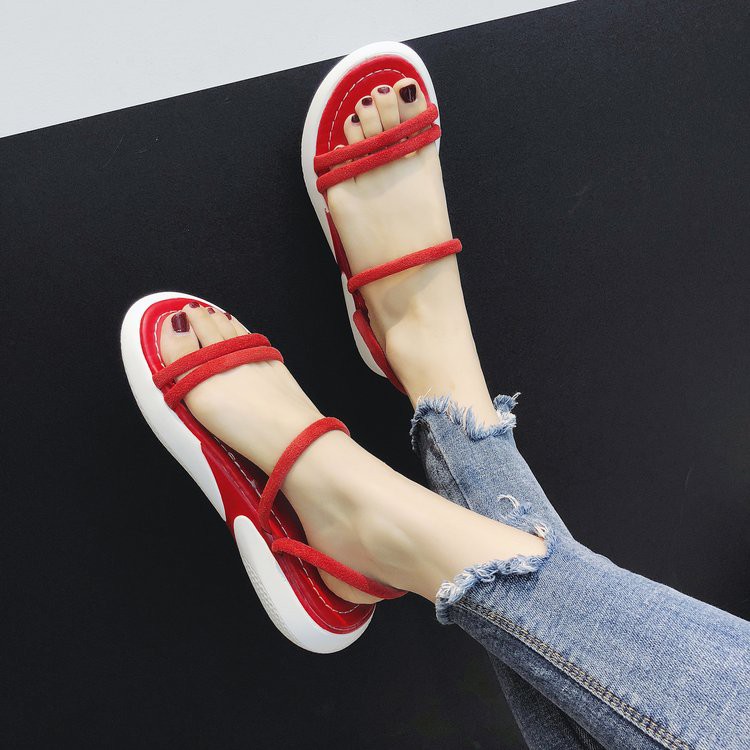 D56- sandals nữ cá tính đế bằng, dép quai hậu nữ kèm ảnh thật