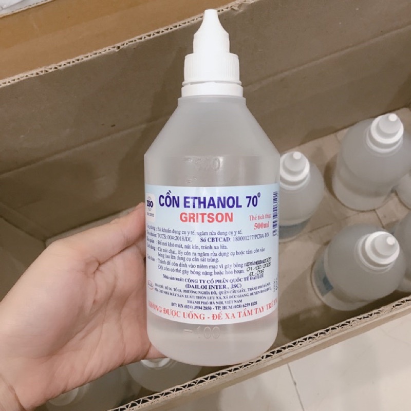 Cồn Y tế 70 độ - 90 độ Vĩnh Phúc và Gritson Sát Trùng Diệt khuẩn có vòi xịt và nắp vặn