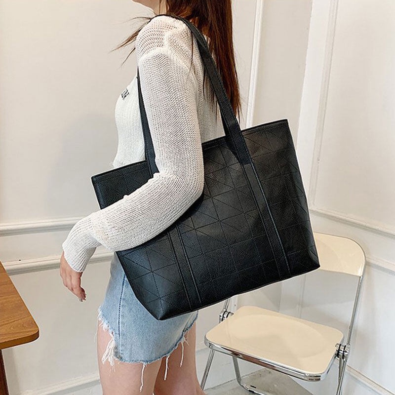 Túi tote YADOU da pu màu trơn họa tiết hình thoi đơn giản thời trang cho nữ