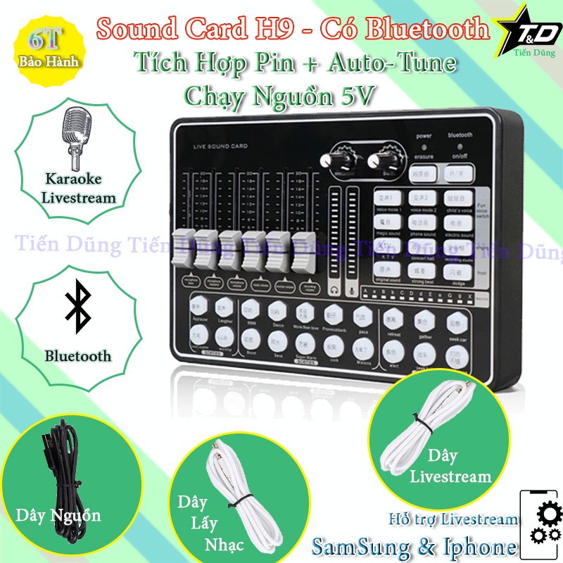 Micro thu âm sound card h9 mic bm900 chân màng dây live stream ma2- Mic thu âm sound card h9 có auto-tune