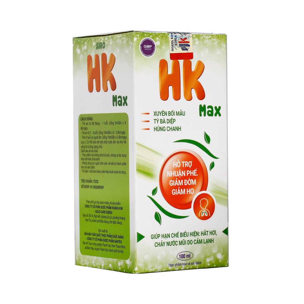 Chai 100ML Siro Ho Hoàng Kim Hỗ Trợ Nhuận Phế, Giảm Đờm, Giảm Ho HK Max