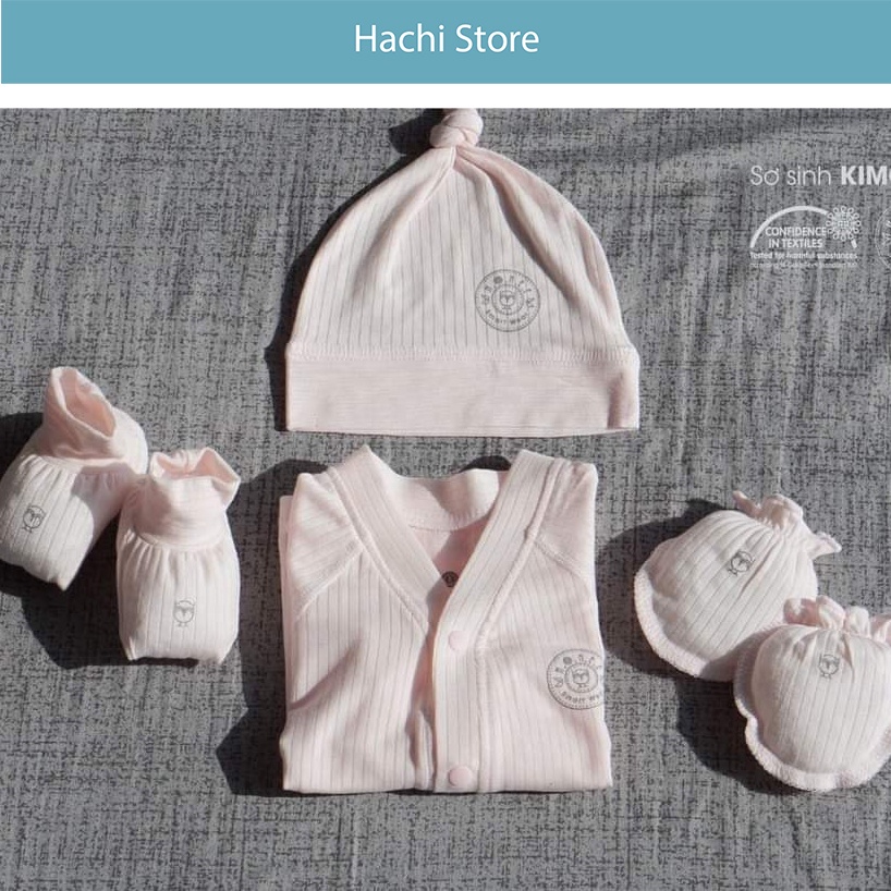 Set sơ sinh Kimono cài lệch dài tay cao cấp chính hãng HRNEE cho bé trai/gái - vải modal siêu mịn - size 0-6 tháng