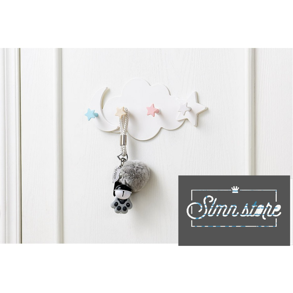 Móc treo dán tường hình đám mây dễ thương, móc treo tủ quần áo, nhà bếp, có 4 móc chịu lực.