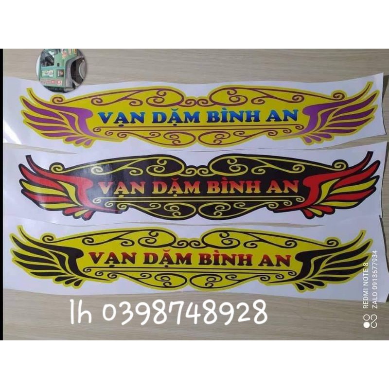 Decal chữ Vạn dặm bình an dán xe tải, Tem xe tải, xe ben. Tem chữ vạn dặm bình an mẫu hoa văn