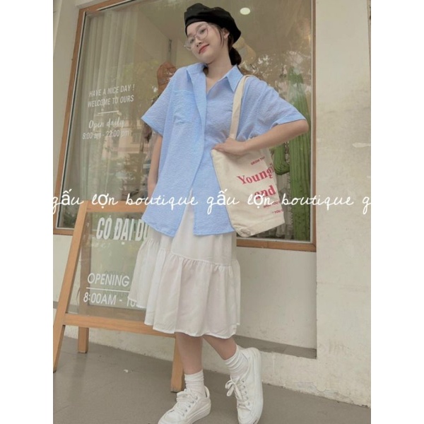Áo sơ mi kẻ caro cộc tay túi ngực ulzzang