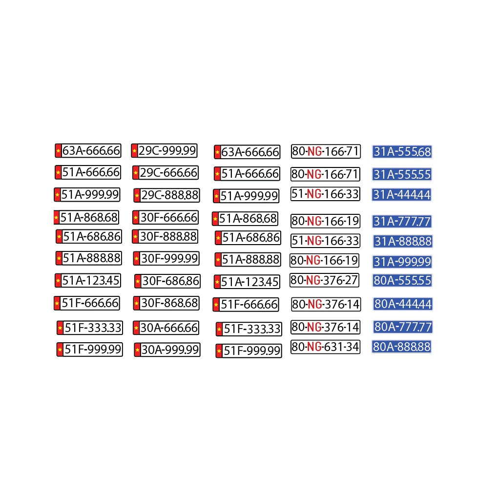 Biển Số Xe Mô Hình ô tô  Tỷ lệ 1/24