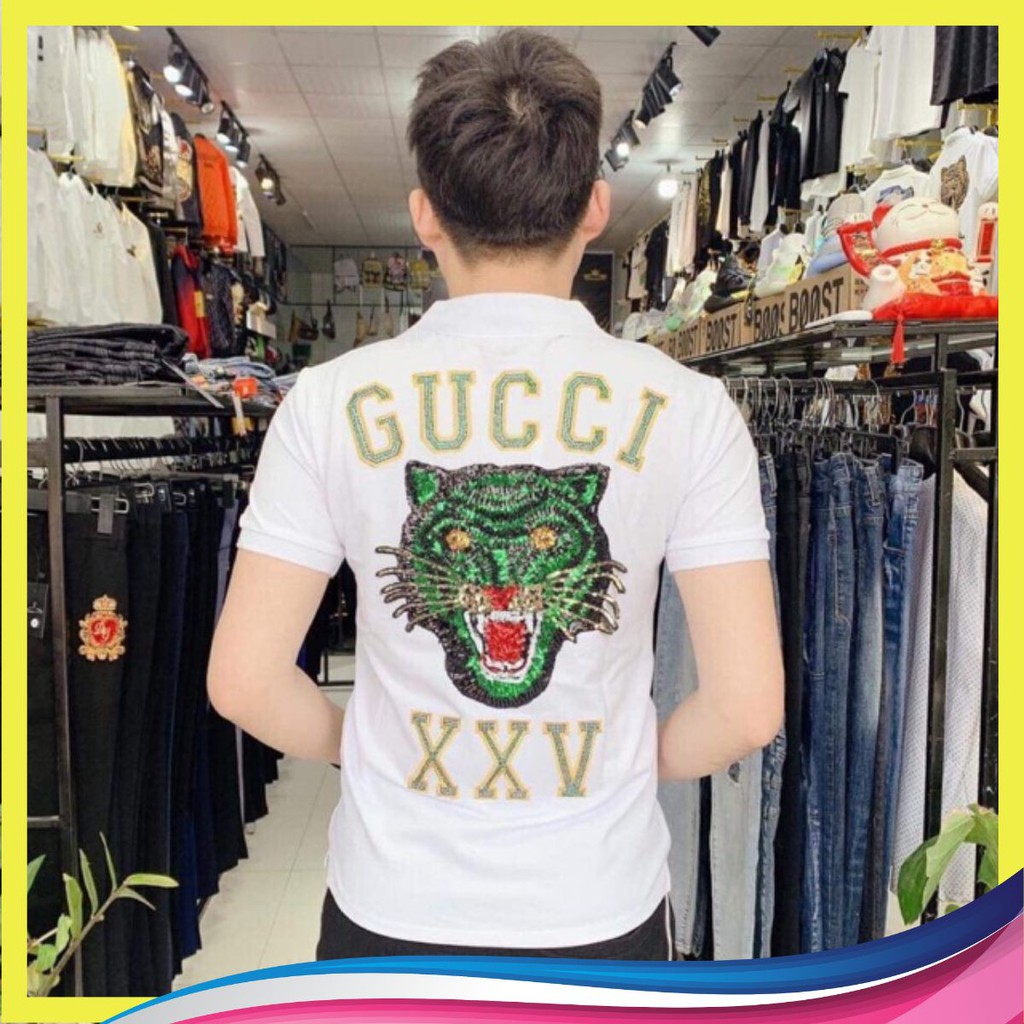 Áo polo nam [CC] mèo đính kim sa (2 màu)