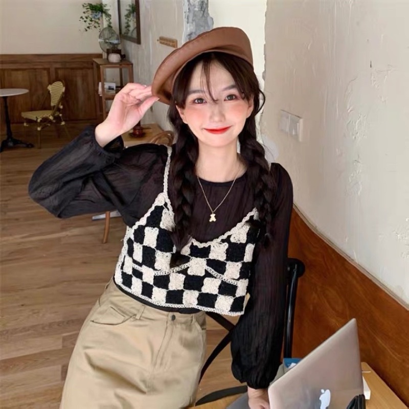 Mẫu mới vềÁo gile nữ áo vintage đan len thêu sợi dệt kim siêu xinh cho nàng diện cùng áo sơ mi váy