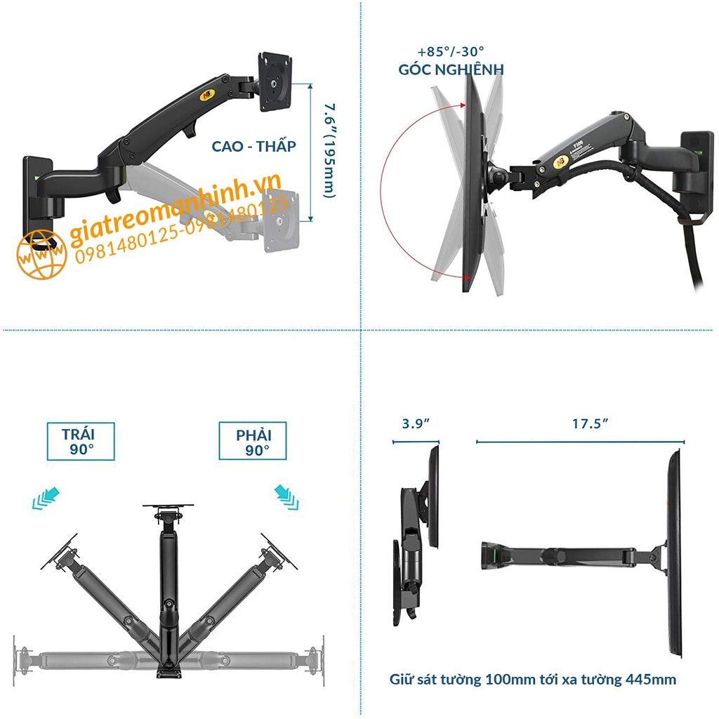 Giá Treo Màn Hình NB-F300 Tương Thích Màn 29 - 35 Inch / Lắp Đặt Treo Tường Tùy Chỉnh Đa Năng - Xoay Màn 360 Độ