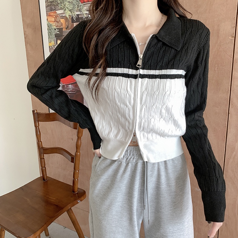 Áo Khoác cardigan Dệt Kim Cổ Lọ Màu Sắc Xinh Xắn Cho Nữ