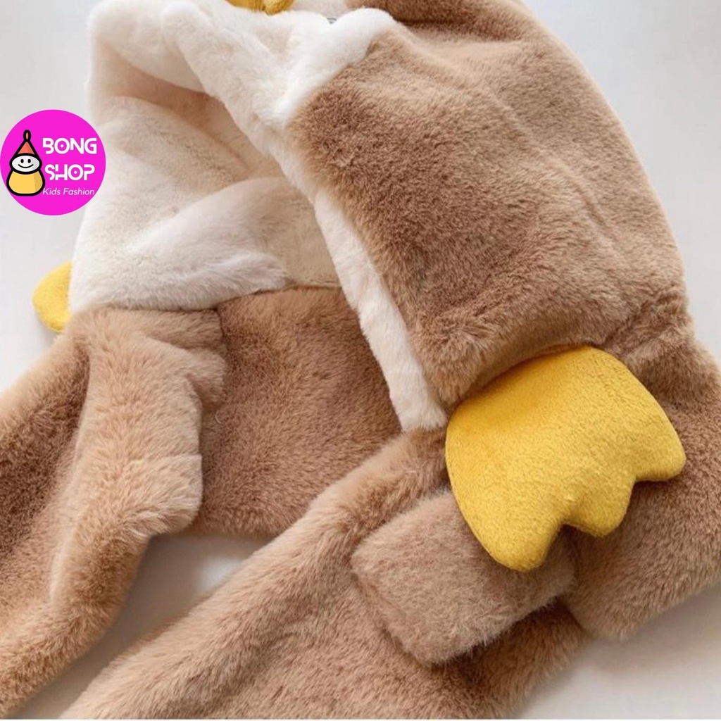 Mũ lông hình chú vịt con siêu ấm kèm khăn cho bé 1- dưới 3 tuổi