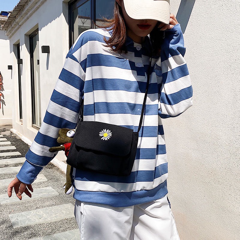 RX005 - Túi canvas thêu bông cúc,  túi vải xinh hàng sẵn giá hạt dẻ