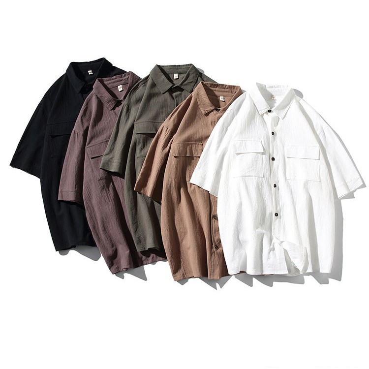 Áo Sơ Mi Cộc Tay Linen Túi Ngực Basic ROUGH - Mềm, Mịn, Mát