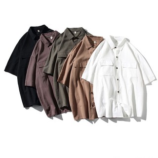 Áo Sơ Mi Cộc Tay Linen Túi Ngực Basic ROUGH - Mềm, Mịn, Mát