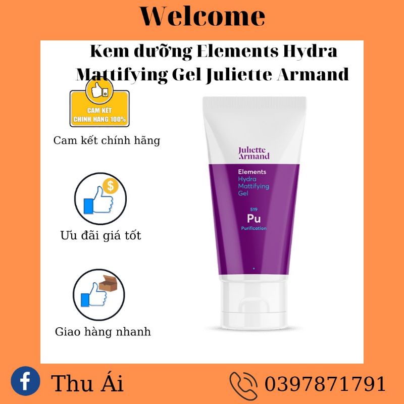 GEL DƯỠNG ẨM & KIỀM DẦU CHO DA DẦU, MỤN, HỖN HỢP HYDRA MATTIFYING GEL JULIETTE ARMAND