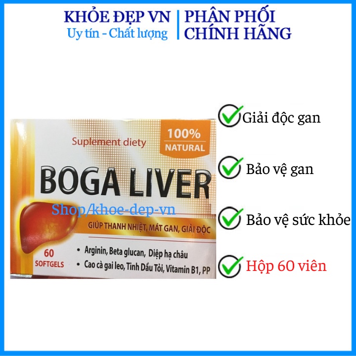 Viên Uống Bổ Gan BOGA LIVER giúp thanh nhiệt, mát gan, giải độc, bảo vệ và tăng cường chức năng gan (60 viên/hộp)