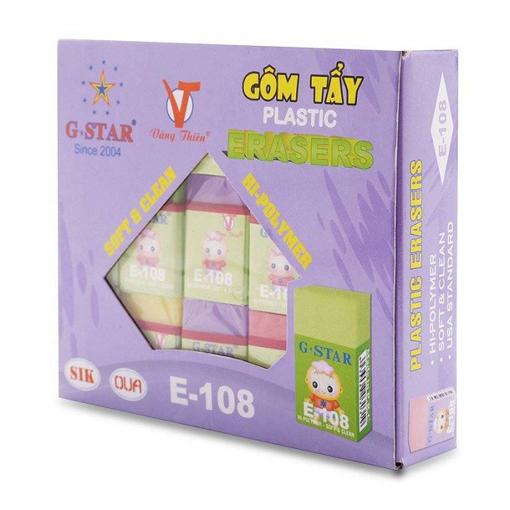 Hộp 30 cục gôm tẩy chì màu G-star E-108