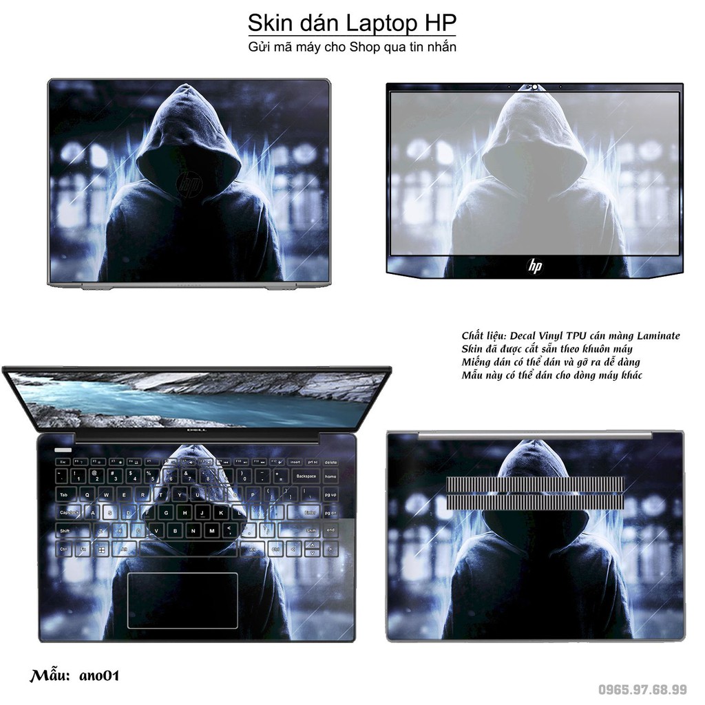 Skin dán Laptop HP in hình Anonymous (inbox mã máy cho Shop)