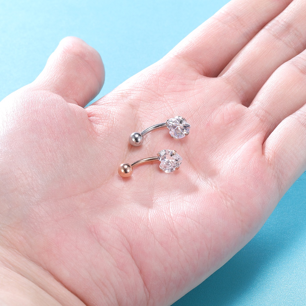 Khuyên rốn thép không gỉ 316L 4 màu đính đá đẹp mắt