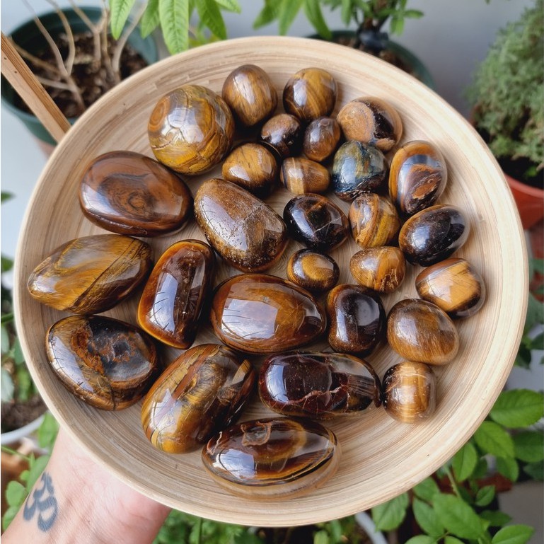 Viên đá thanh tẩy Mắt Hổ (Tiger Eye Stone) tự nhiên dùng trong thanh tẩy bài Tarot, thiền định, Reiki, phong thủy