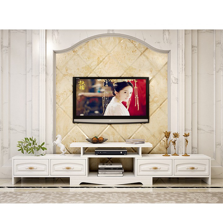 Kệ tivi mẫu mới 2020 trắng đẹp cho phòng khách KTV018