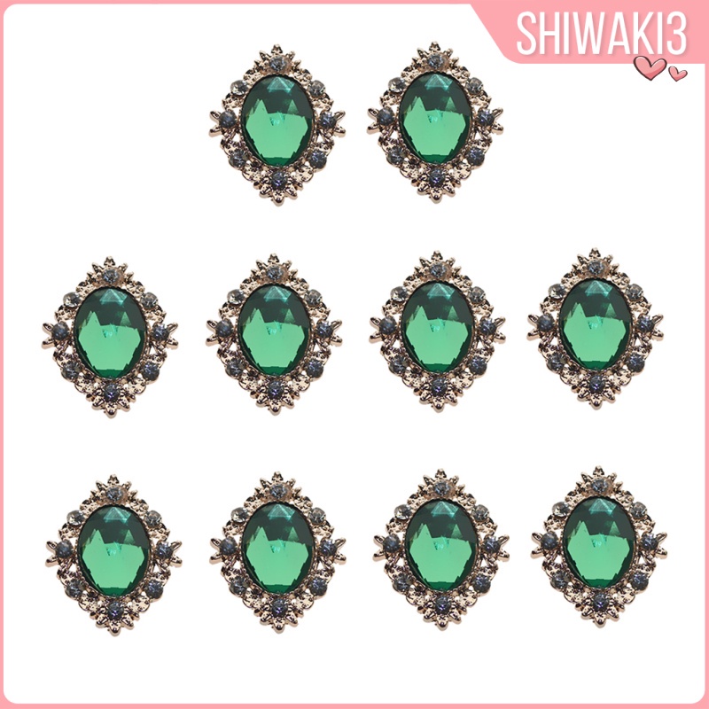 Set 10 Nút Thắt Lưng Dẹt Đính Đá Kim Cương Giả Màu Vàng Làm Đồ Thủ Công Đa Ứng Dụng