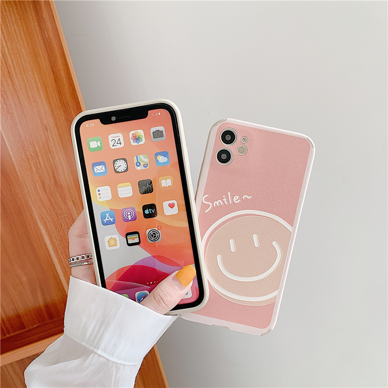 Ốp điện thoại da in hình tranh sơn dầu mặt cười bảo vệ ống kính cho iPhone 12 Pro Max iP11 X XR | BigBuy360 - bigbuy360.vn