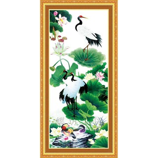 Tranh Thêu Chữ Thập Đầm Sen Tuyệt Đẹp A758 (KHÁCH TỰ THÊU) KT:39X79CM