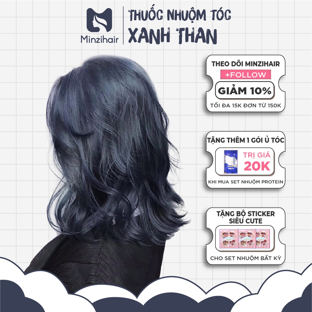 Thuốc Nhuộm Tóc Xanh Than - Xanh Dương Đen - KHÔNG TẨY TÓC - MINZIHAIR HN