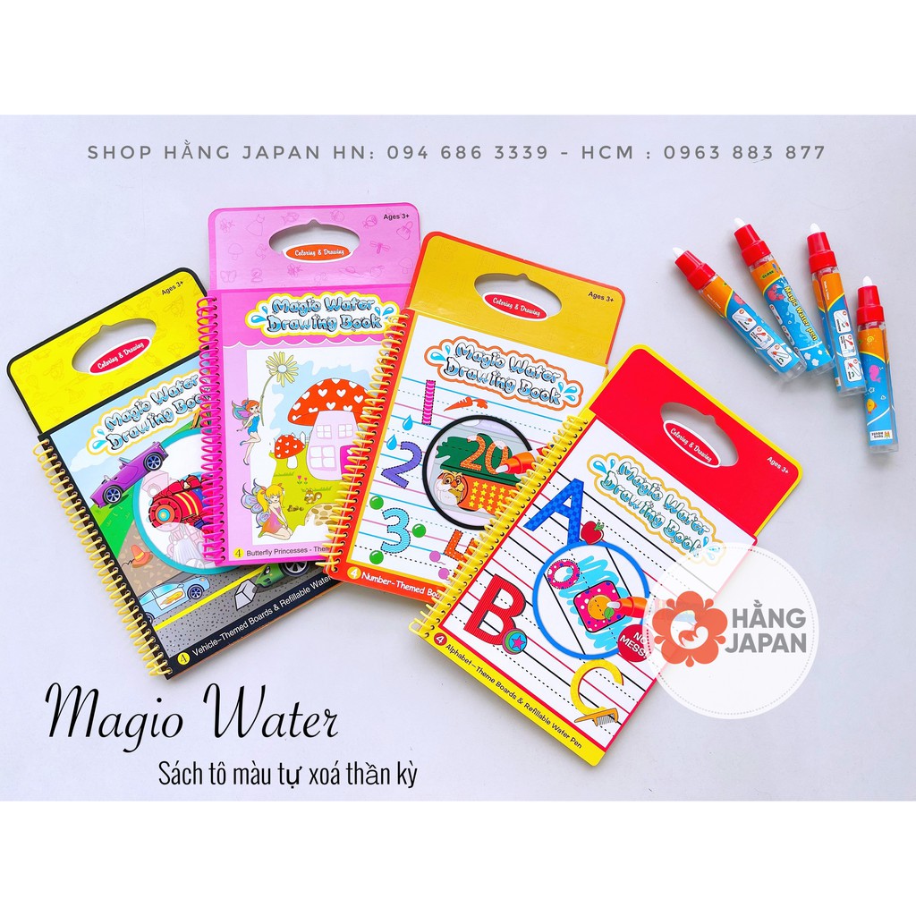 Sách tô màu tự xóa thần kỳ MAGIC WATER BOOK️ kèm bút dùng nước nhiều chủ đề khác nhau