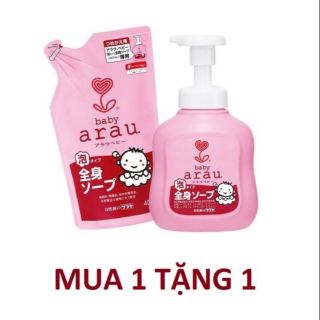 (Mua 1 chai tặng 1 túi) Combo sữa tắm arau baby màu hồng