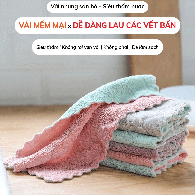 Khăn Lau Đa Năng, Lau Bát Đĩa, Lau Cốc Chén, Lau Bếp Siêu Thấm Nước Chống Dính Dầu Mỡ