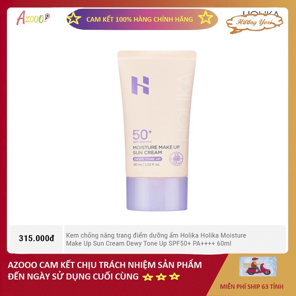 ⭐️Bảo hành chính hãng trọn đời⭐️Kem chống nắng trang điểm dưỡng ẩm Holika Holika Moisture Make Up Sun Cream Dewy Tone Up