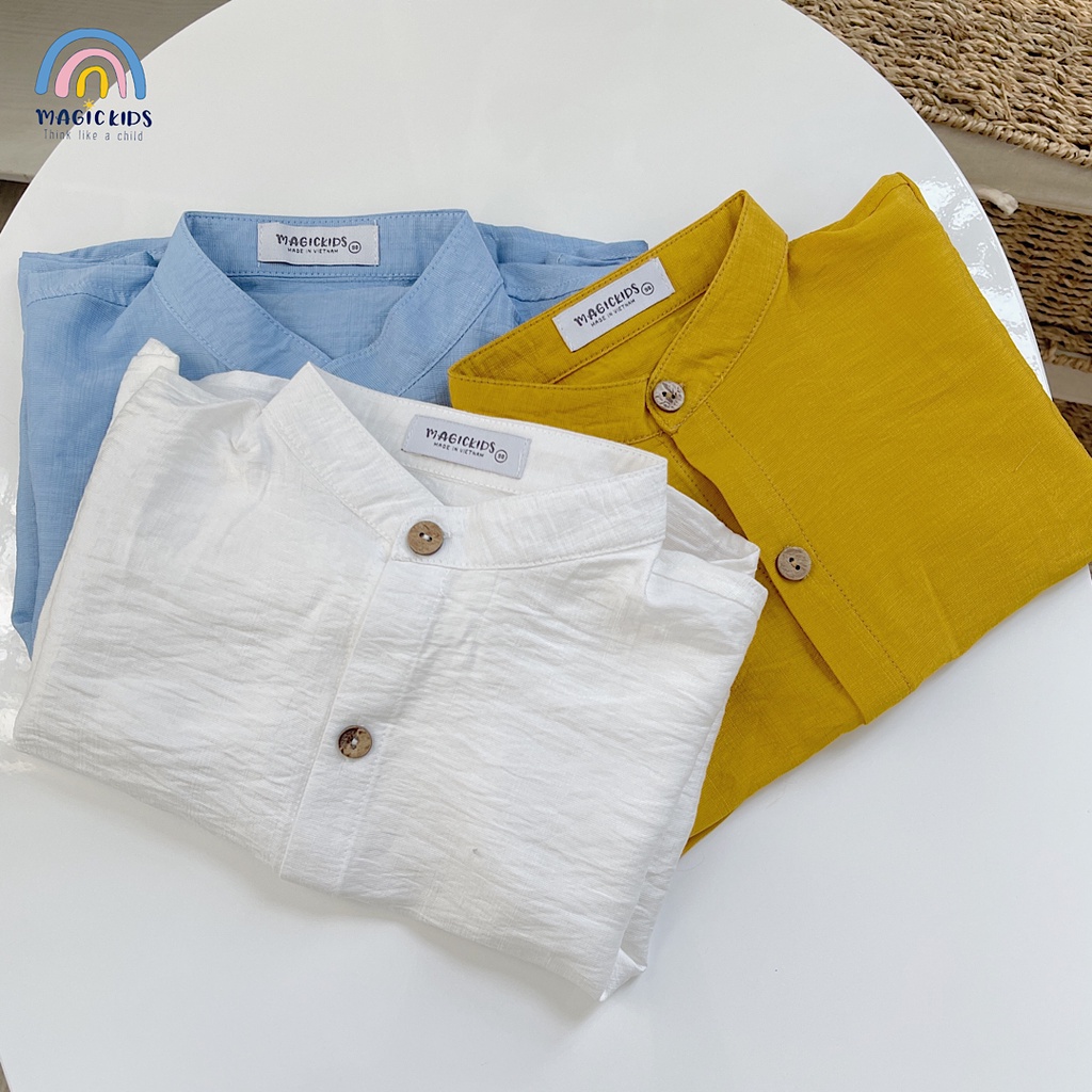 Áo sơ mi cho bé trai bé gái dài tay cổ tàu Magickids thêu hình dễ thương chất mềm mại thoáng mát Quần áo trẻ em AO22056