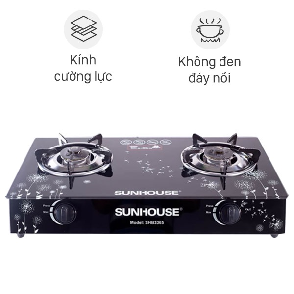 Bếp gas đôi Sunhouse 3365 Mới Chính hãng  TIẾT KIỆM 30% GAS  Lượng gas tiêu thụ:0.44 kg/h/2 lò