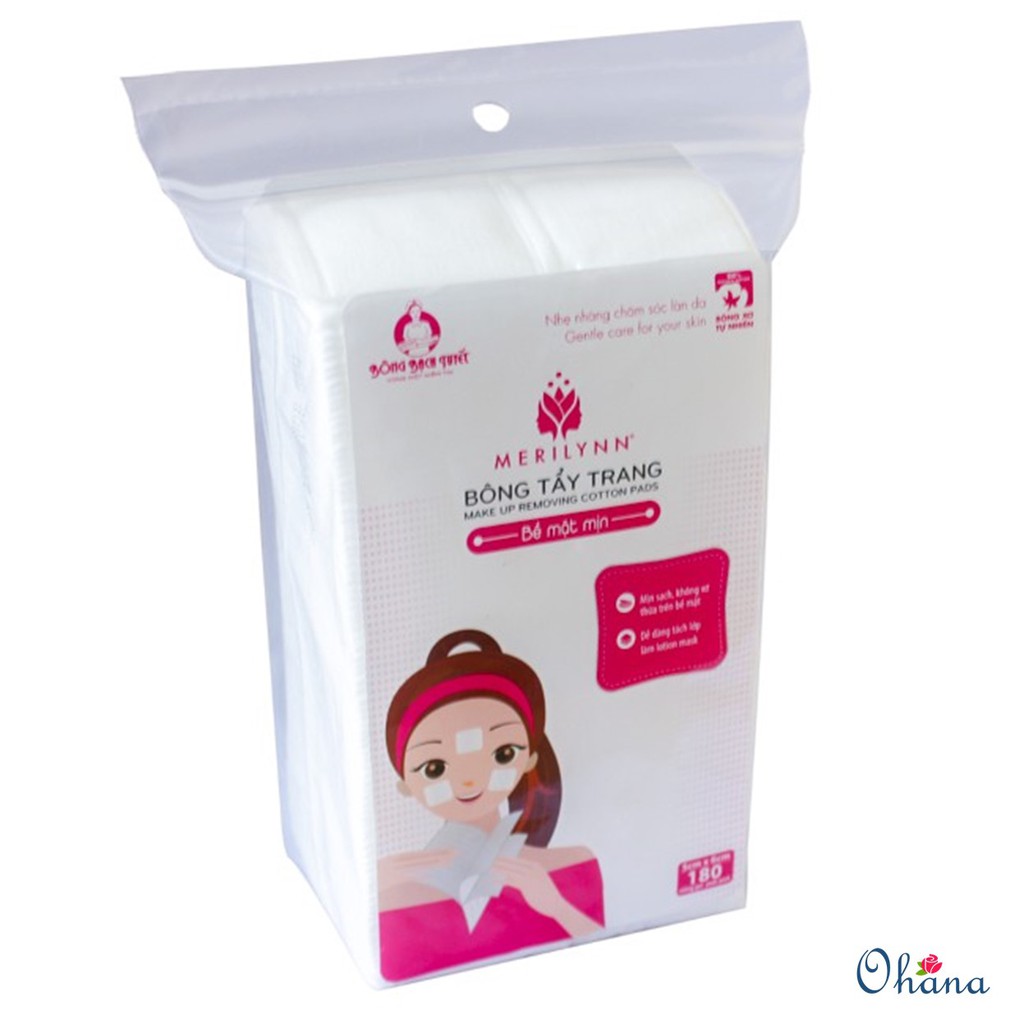 Bông Tẩy Trang Bạch Tuyết Merilynn Bề Mặt mịn (180 Miếng/gói) | BigBuy360 - bigbuy360.vn