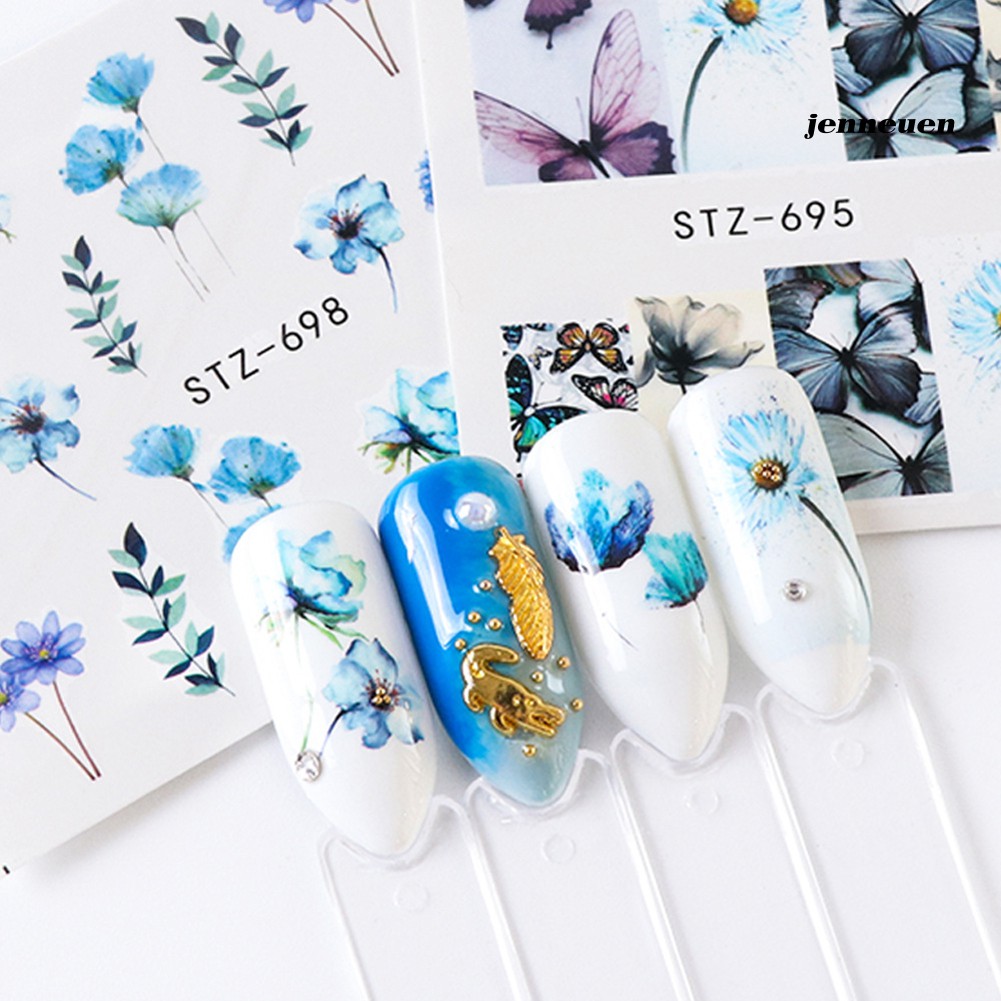 [Hàng mới về] Bộ 24 miếng dán nước trang trí móng tay họa tiết hoa lá sành điệu