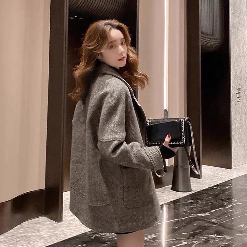 ⚡️BÁN SỈ⚡️Áo dạ kẻ ghi dáng rộng tay lật 2 lớp | BigBuy360 - bigbuy360.vn