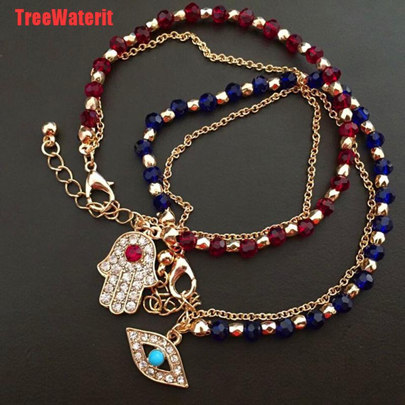 TreeWaterit Fashion Women Fashion Jewelry Charm Hamsa Hand Lucky Evil Eye Beads Bracelet